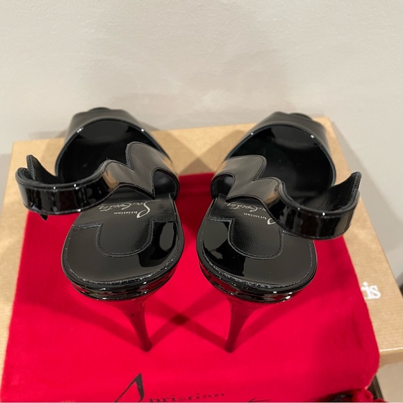 🚫sold on 3b@y🚫Christian Louboutin Hot Chick Alta 120 Patent Slingback Pumps 38.5 - Picture 5 of 15